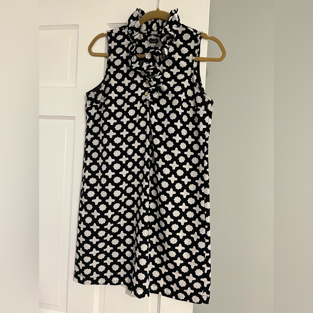 Black and white shift dress